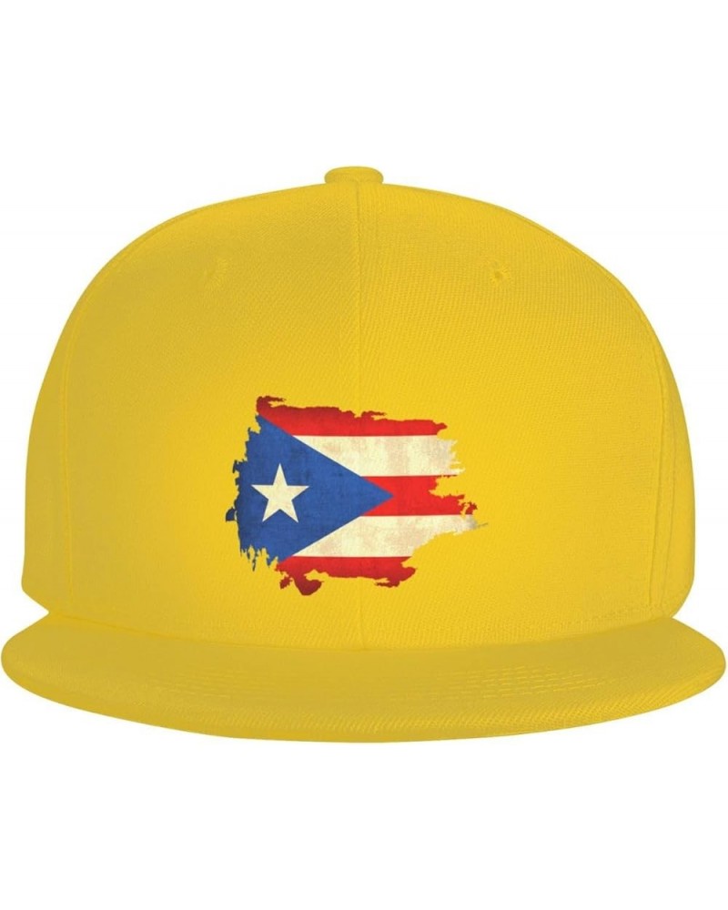 Retro Puerto Rico Flag Hat Flat Bill Hat Snapback Hats for Men Baseball Cap Yellow $10.28 Baseball Caps