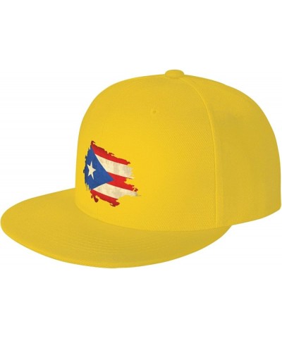 Retro Puerto Rico Flag Hat Flat Bill Hat Snapback Hats for Men Baseball Cap Yellow $10.28 Baseball Caps