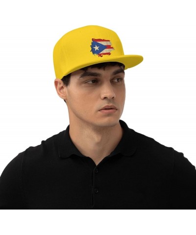 Retro Puerto Rico Flag Hat Flat Bill Hat Snapback Hats for Men Baseball Cap Yellow $10.28 Baseball Caps