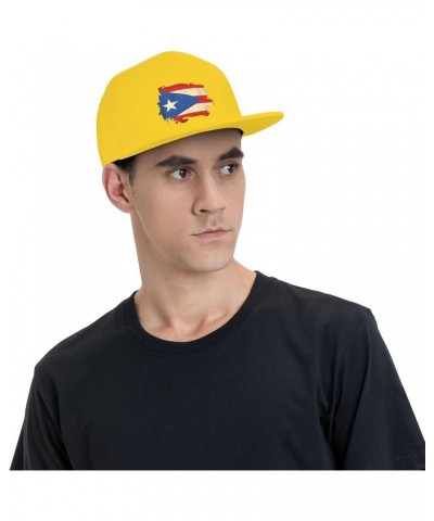 Retro Puerto Rico Flag Hat Flat Bill Hat Snapback Hats for Men Baseball Cap Yellow $10.28 Baseball Caps