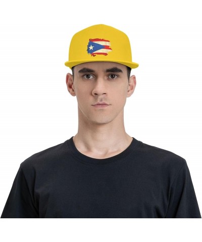 Retro Puerto Rico Flag Hat Flat Bill Hat Snapback Hats for Men Baseball Cap Yellow $10.28 Baseball Caps