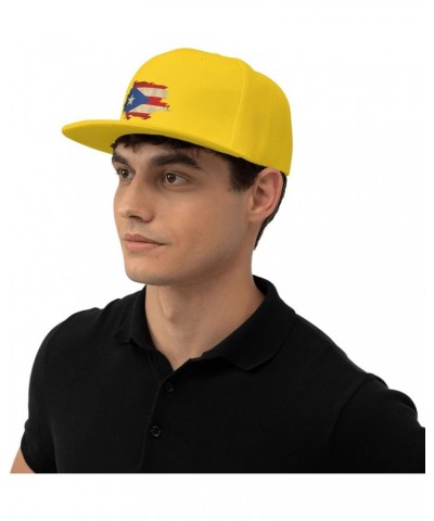 Retro Puerto Rico Flag Hat Flat Bill Hat Snapback Hats for Men Baseball Cap Yellow $10.28 Baseball Caps