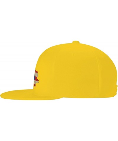 Retro Puerto Rico Flag Hat Flat Bill Hat Snapback Hats for Men Baseball Cap Yellow $10.28 Baseball Caps