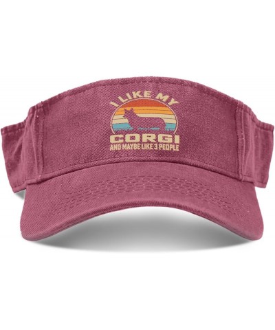 I Like My Corgi and Maybe Like 3 People Hats Sun Visor for Adult Running Caps Trendy Sports Deep Rose $12.37 Visors