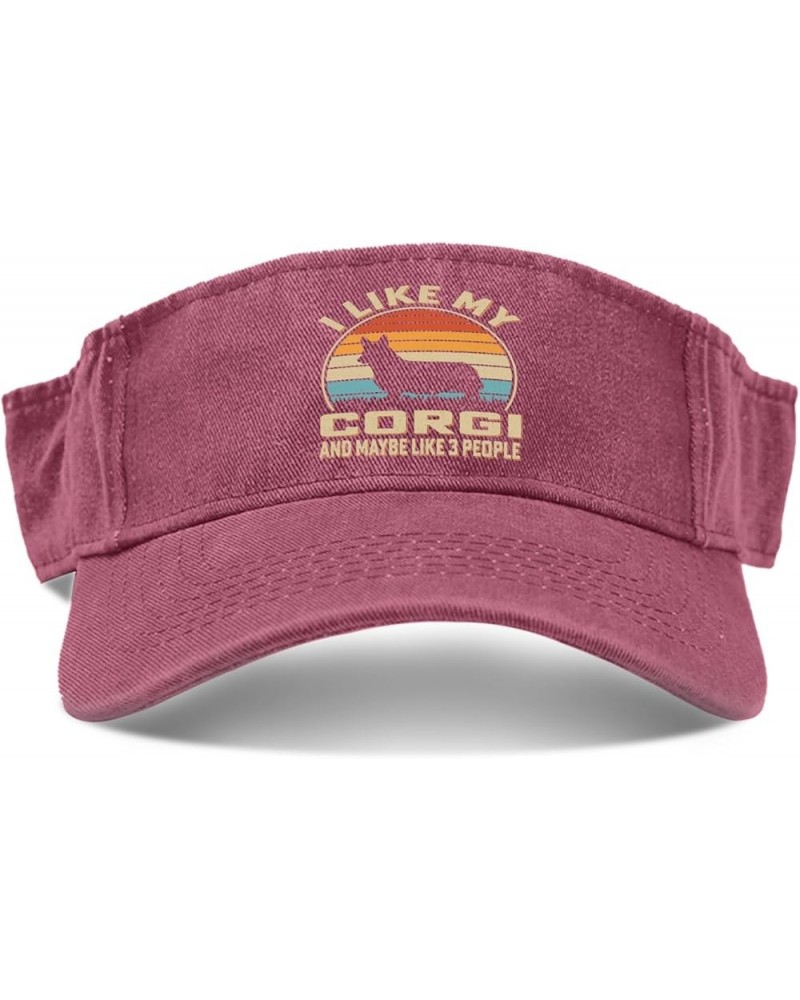 I Like My Corgi and Maybe Like 3 People Hats Sun Visor for Adult Running Caps Trendy Sports Deep Rose $12.37 Visors