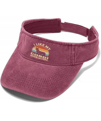 I Like My Corgi and Maybe Like 3 People Hats Sun Visor for Adult Running Caps Trendy Sports Deep Rose $12.37 Visors