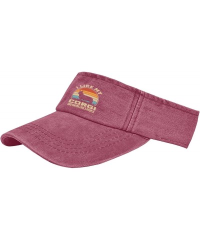 I Like My Corgi and Maybe Like 3 People Hats Sun Visor for Adult Running Caps Trendy Sports Deep Rose $12.37 Visors