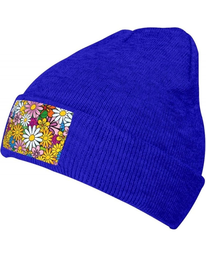 Cartoon Cute Flowers Print Beanie Hat Knitted Cap for Men Women,Thin Warm Knit Slouchy Ski Cap Winter Hip Hop Blue $12.27 Sku...