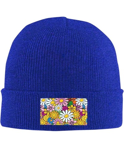 Cartoon Cute Flowers Print Beanie Hat Knitted Cap for Men Women,Thin Warm Knit Slouchy Ski Cap Winter Hip Hop Blue $12.27 Sku...