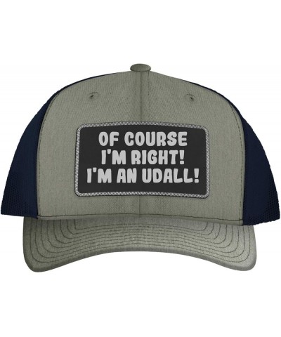 of Course I'm Right! I'm an Udall! - Leather Black Patch Engraved Trucker Hat Heather/navy $14.58 Baseball Caps