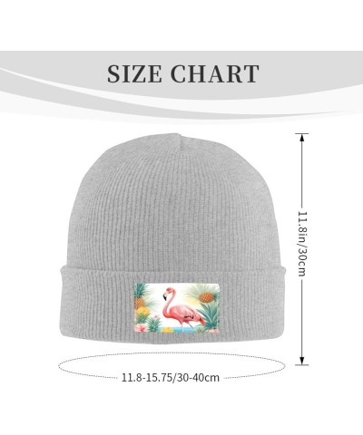 Flamingo and Pineapple Print Unisex Warm Knit Hat Cap Winter Cap Cute Soft Warm Outdoor Ski Knit Cap Nightcap Gray $11.74 Sku...