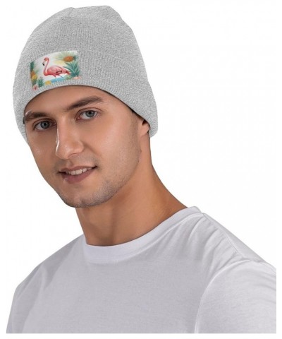 Flamingo and Pineapple Print Unisex Warm Knit Hat Cap Winter Cap Cute Soft Warm Outdoor Ski Knit Cap Nightcap Gray $11.74 Sku...