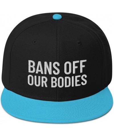 Bans Off Our Bodies Pro Choice Embroidered Snapback Hat Aqua Blue / Black / Black $20.51 Baseball Caps