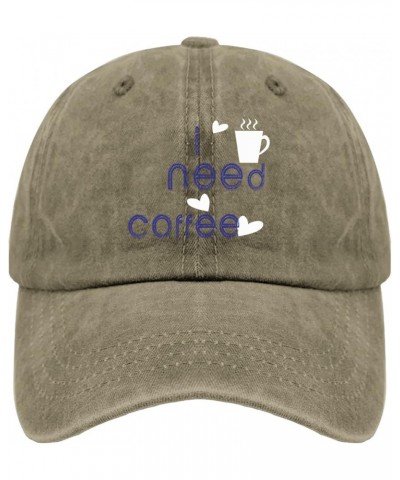 Baseball Cap Women Coffee Vintage Cap for Women's Hats Quick Dry i Need Coffee Sun Hats Pigment Khaki $9.38 Baseball Caps