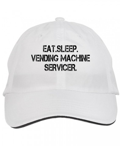 EAT Sleep EAT Sleep Vending Machine Servicer Hat Adjustable Cap, DesA36 White $14.10 Baseball Caps