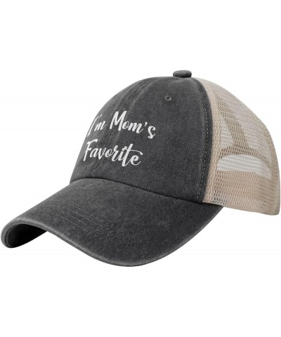 I'm Mom's Favorite - Funny Cowboy Hat Vintage Washed Mesh Baseball Cap Women Sun Hat Men Dad Hat Trucker hat Black Black $9.2...