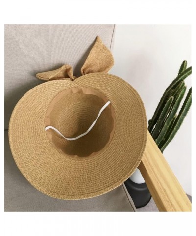 Lady New Bowknot Straw Hat Adult Summer Sunscreen Leisure Cap Wide Brim Students Fresh Raffia Shading Sun Cap Foldable 3 $14....