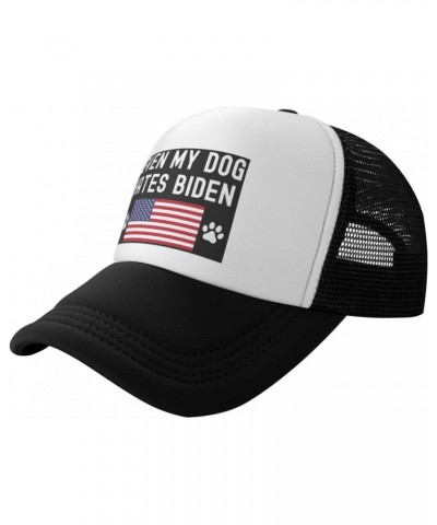 Even My Dog Hates Biden, Dog Paws American Flag Baseball Hats for Men Adjustable Gift for Women Trucker Cap Black $10.88 Base...