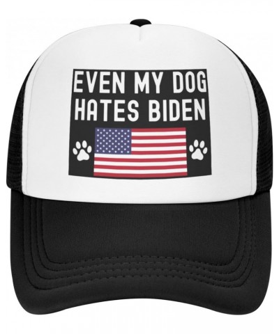 Even My Dog Hates Biden, Dog Paws American Flag Baseball Hats for Men Adjustable Gift for Women Trucker Cap Black $10.88 Base...