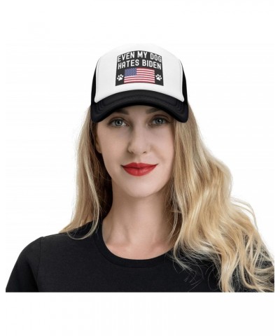 Even My Dog Hates Biden, Dog Paws American Flag Baseball Hats for Men Adjustable Gift for Women Trucker Cap Black $10.88 Base...