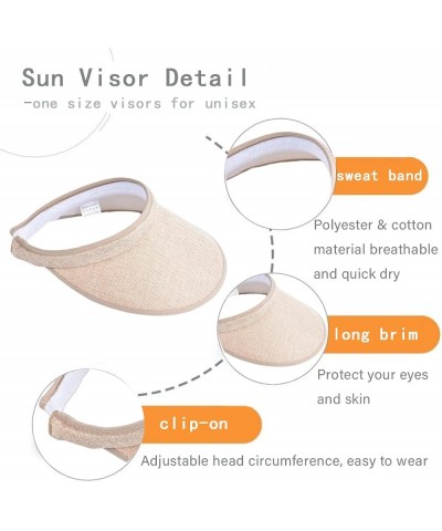 Sun Visor Hats for Men Women Wide Brim Sun Protection Beach Cap Clip-on Sport Visors for Golf Tennis Running Gardening Brown ...