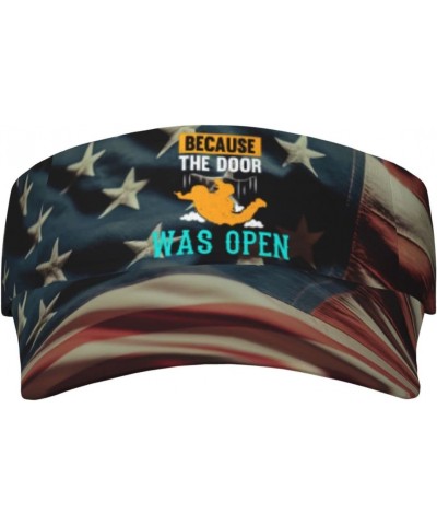 Sun Visors Because The Door was Open Skydiving Sunscreen Sport Baseball Empty Top for Women Men Black $13.97 Visors