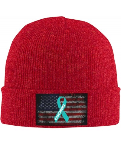 Dysautonomia Awareness Cozy Knitted Hat for Winter - Warm Comfort Black Red $10.62 Skullies & Beanies