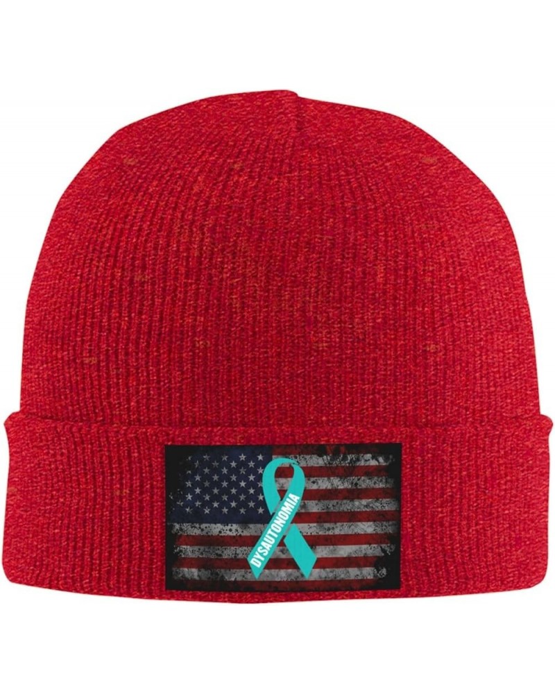 Dysautonomia Awareness Cozy Knitted Hat for Winter - Warm Comfort Black Red $10.62 Skullies & Beanies