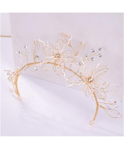 Hairpin Wedding Accessories Hair Bride Hand-Made Soft Flower Forehead Bridal Jewelry Ornaments Headdress Headband Golden Plat...