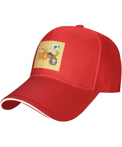 Sunflower Seed Squirrel Pattern Casual General Baseball Cap Black : Comfortable, Light Red $13.28 Baseball Caps