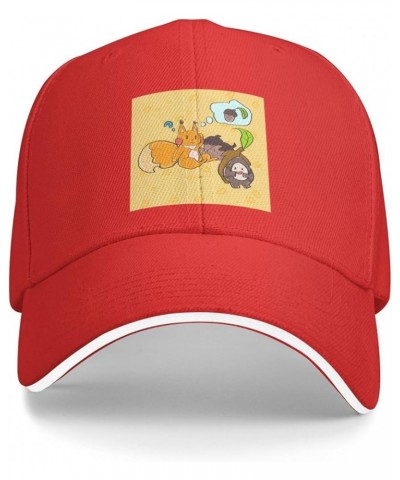 Sunflower Seed Squirrel Pattern Casual General Baseball Cap Black : Comfortable, Light Red $13.28 Baseball Caps