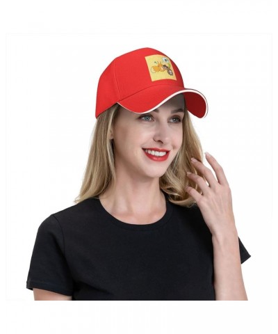 Sunflower Seed Squirrel Pattern Casual General Baseball Cap Black : Comfortable, Light Red $13.28 Baseball Caps