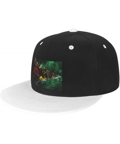 Smoke Style Flag of Guyana Baseball Cap for Men Women Snapback Hat Adjustable Flat Bill Hats White $12.85 Baseball Caps