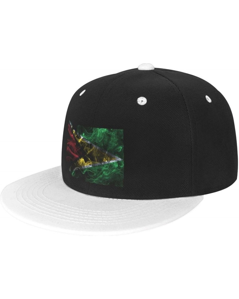 Smoke Style Flag of Guyana Baseball Cap for Men Women Snapback Hat Adjustable Flat Bill Hats White $12.85 Baseball Caps