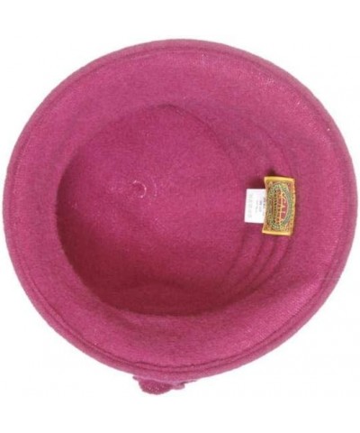 Women's Boiled Wool Cloche with Rosettes Berry $21.62 Bucket Hats