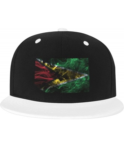 Smoke Style Flag of Guyana Baseball Cap for Men Women Snapback Hat Adjustable Flat Bill Hats White $12.85 Baseball Caps