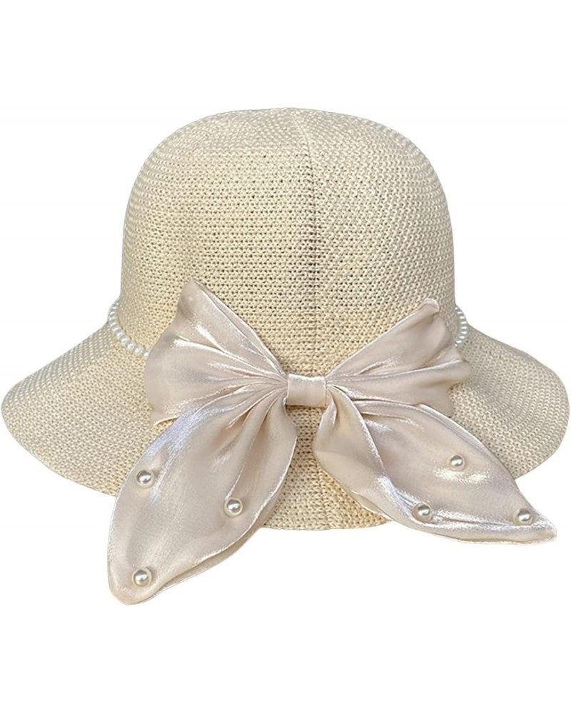 Knitted Sunhat Women Breathable Foldable Cutout Bow Tie Summer 2023 Fashionable Womens Sun Hats Shade Hats Floppy Beige $10.5...