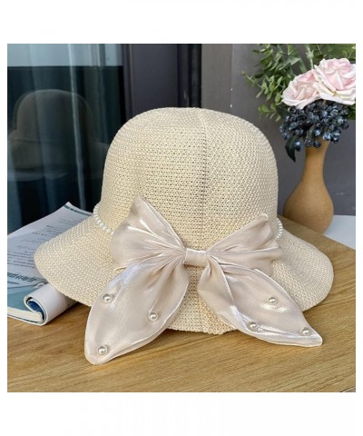 Knitted Sunhat Women Breathable Foldable Cutout Bow Tie Summer 2023 Fashionable Womens Sun Hats Shade Hats Floppy Beige $10.5...