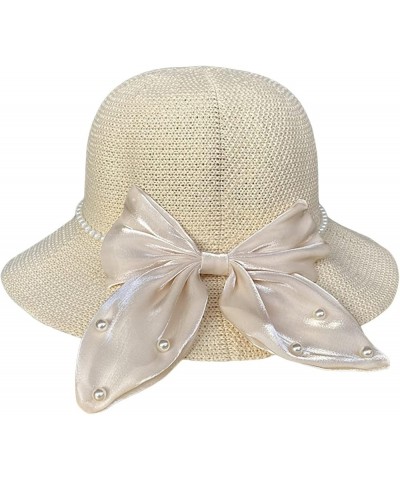 Knitted Sunhat Women Breathable Foldable Cutout Bow Tie Summer 2023 Fashionable Womens Sun Hats Shade Hats Floppy Beige $10.5...