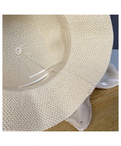 Knitted Sunhat Women Breathable Foldable Cutout Bow Tie Summer 2023 Fashionable Womens Sun Hats Shade Hats Floppy Beige $10.5...