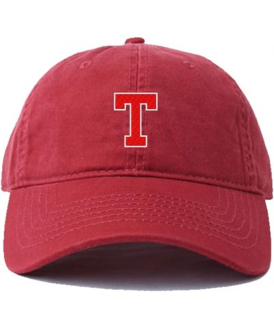 Baseball Hats Mens Women Athletic Letter T 2 Embroidered Unisex Classic Adjustable Outdoor Dad Cap for Men Red $11.34 Basebal...