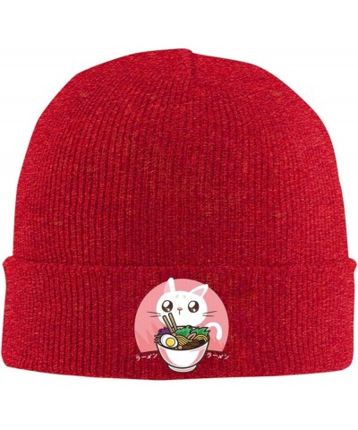 Kawaii Japanese Ramen Noodles Winter Knitted Hat Soft Warm Beanie Hat Navy Blue Red $10.19 Skullies & Beanies