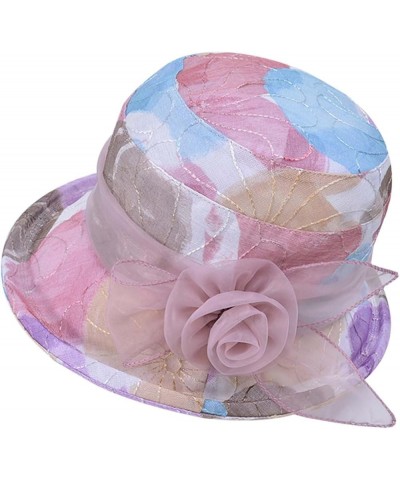 Flower Women's Sun Hats Sun Protection Derdy Party Breathable Trendy Summer 2023 Beach Womens Sun Hats Sunhats Floppy Pink $1...