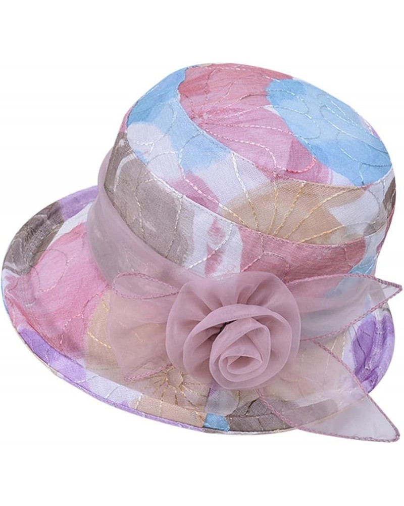 Flower Women's Sun Hats Sun Protection Derdy Party Breathable Trendy Summer 2023 Beach Womens Sun Hats Sunhats Floppy Pink $1...