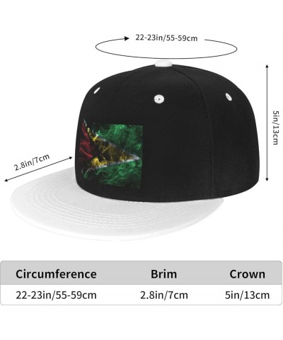 Smoke Style Flag of Guyana Baseball Cap for Men Women Snapback Hat Adjustable Flat Bill Hats White $12.85 Baseball Caps