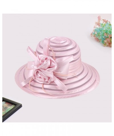 Dress Bower Hats for Women Tea Party Church Derby Fascinator Organza Bucket Hat Bridal Floral Wedding A5-pink $9.49 Sun Hats