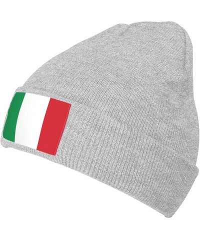 Black Warm Knit Hat Italy Flag Prints Soft Good Elasticity Suitable for Outdoor Sports Gray $13.44 Skullies & Beanies