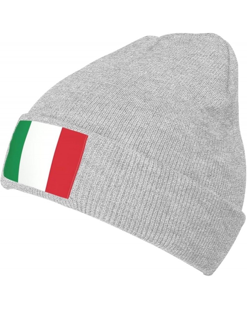 Black Warm Knit Hat Italy Flag Prints Soft Good Elasticity Suitable for Outdoor Sports Gray $13.44 Skullies & Beanies