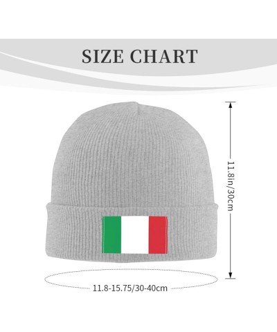 Black Warm Knit Hat Italy Flag Prints Soft Good Elasticity Suitable for Outdoor Sports Gray $13.44 Skullies & Beanies