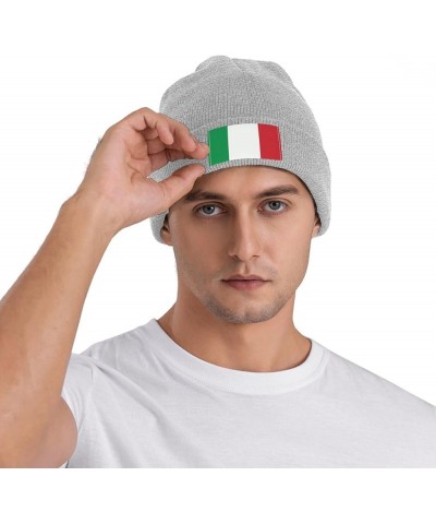 Black Warm Knit Hat Italy Flag Prints Soft Good Elasticity Suitable for Outdoor Sports Gray $13.44 Skullies & Beanies